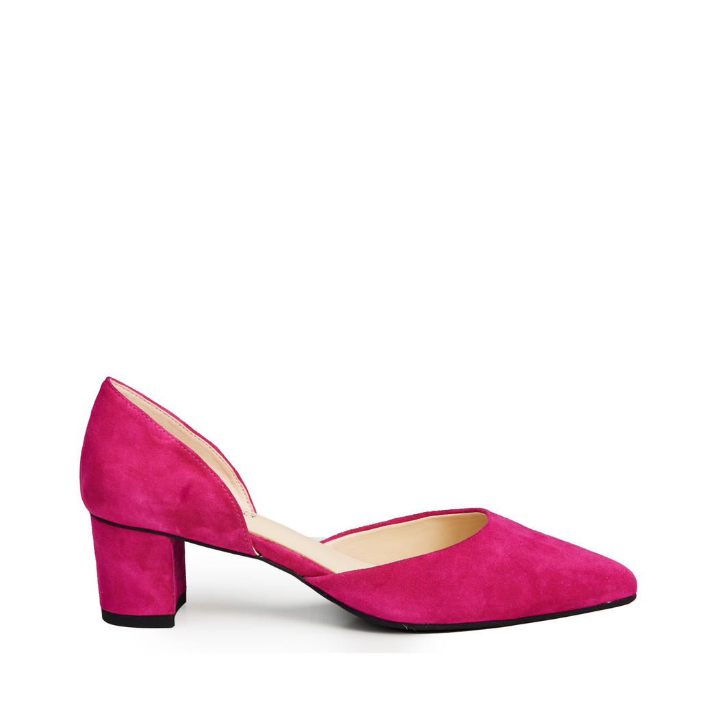 Pink low 2025 block heel shoes